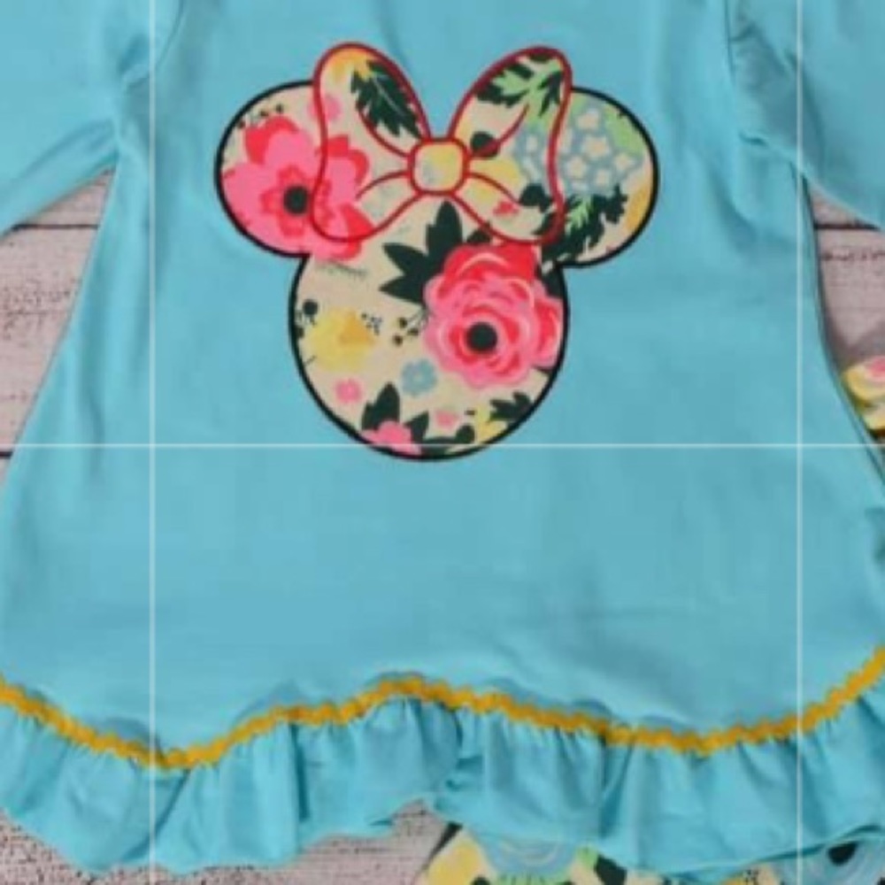 Ruffled Minnie Floral Blue RicRac Top Floral Pant - Picture 2 of 3